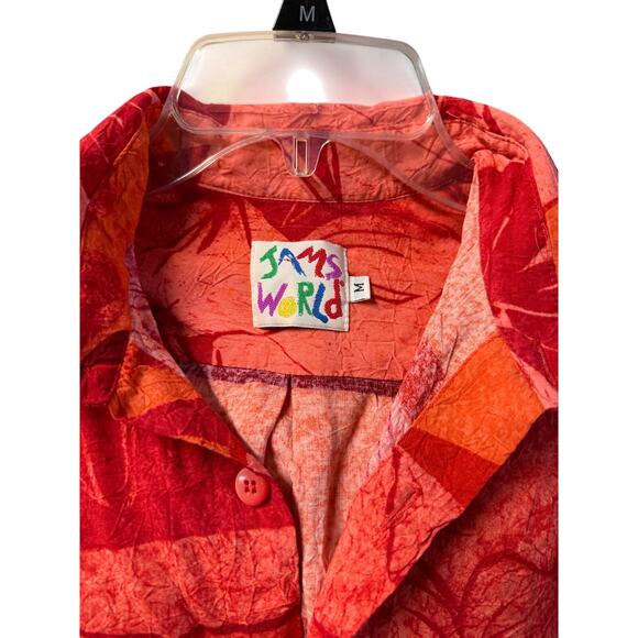 Jams World spice flower Hawaiian button up Shirt Rayon men red orange sz m - Picture 9 of 12